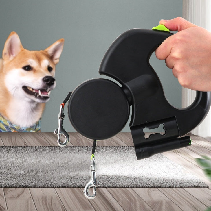 Reflective Dual Pet Leash with Lights