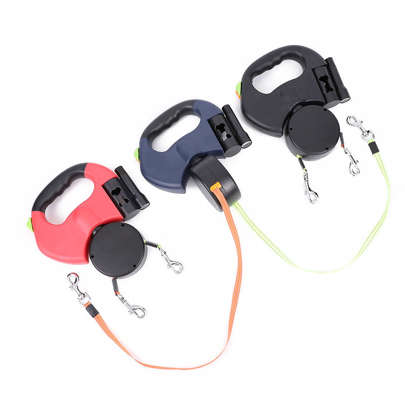 Reflective Dual Pet Leash with Lights